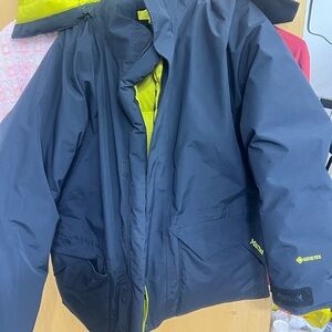 Marmot Gortex Mammoth Down Navy Jacket with Lime-Green Lining